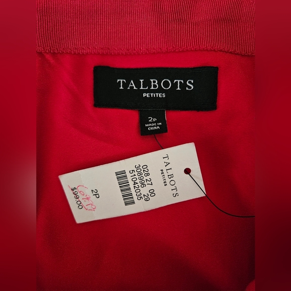 NWT Talbots Paisley Knee Length Red Opulent Side Button Detail Slit Skirt Sz 2P - Picture 5 of 12